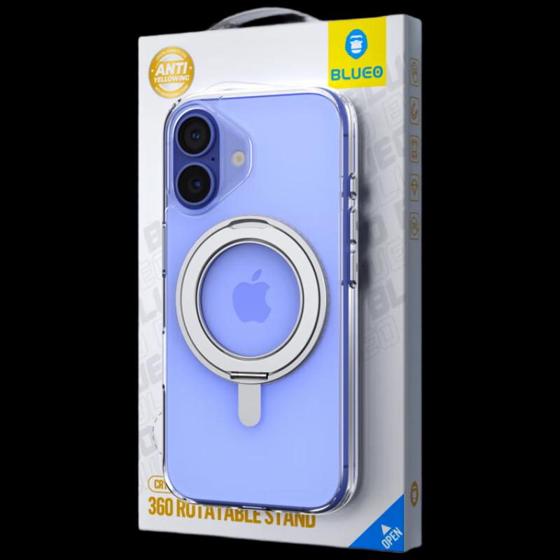 

iPhone 16 Clear Magnetic Case with 360° Rotating Kickstand