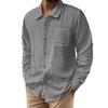Soft and Comfortable Men's Collar Pocket Solid Color Button Up Cardigan Long Sleeved Linen Top Suitable for Daily Leisure
