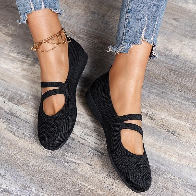 Women's Summer New Flat Single Shoes Women's Shallow Peas Shoes Cool Breathable Mom Shoes Large Size Casual Shoes