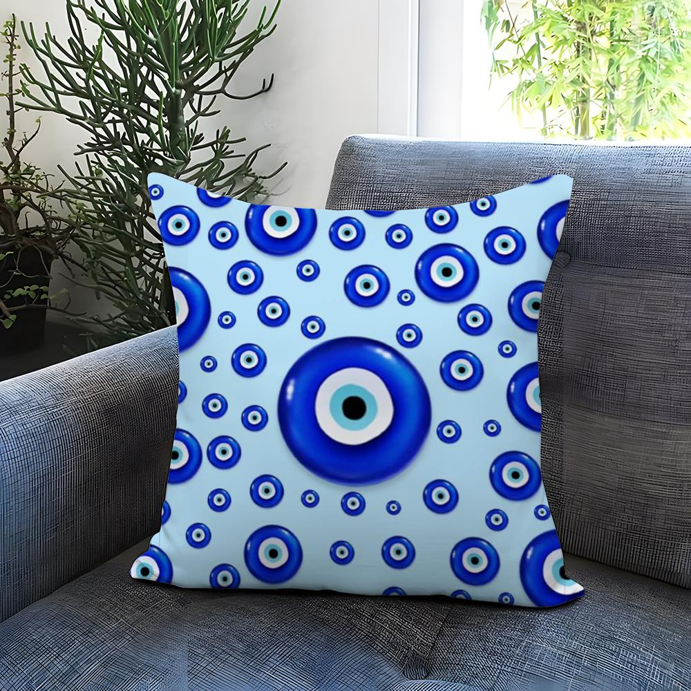 Art Evil Eye Symbol Cushion Cover Comfortable Reversible Pillow Cover Ideal for Car Sofa Bedroom & Beyond