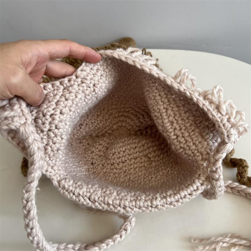 Cute Rabbit Ears Burr Feeling Hand Crocheted Male and Female Students Funny Cartoon Autumn and Winter Warm Pullover Hat