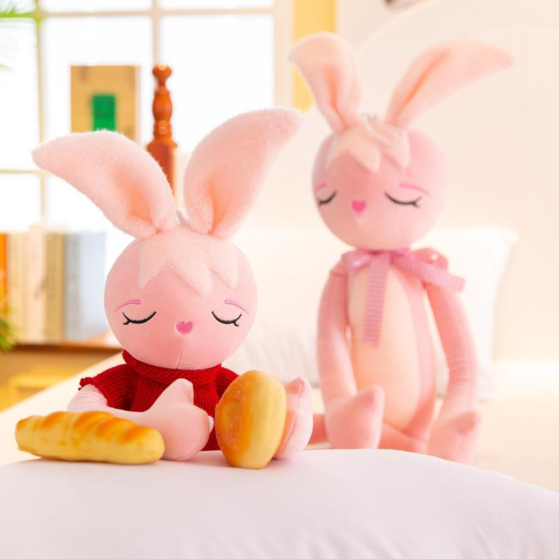 Pink Naughty Rabbit Doll Long Legs Big Ears Rabbit Pillow Children's Birthday Gift Home Decoration Event