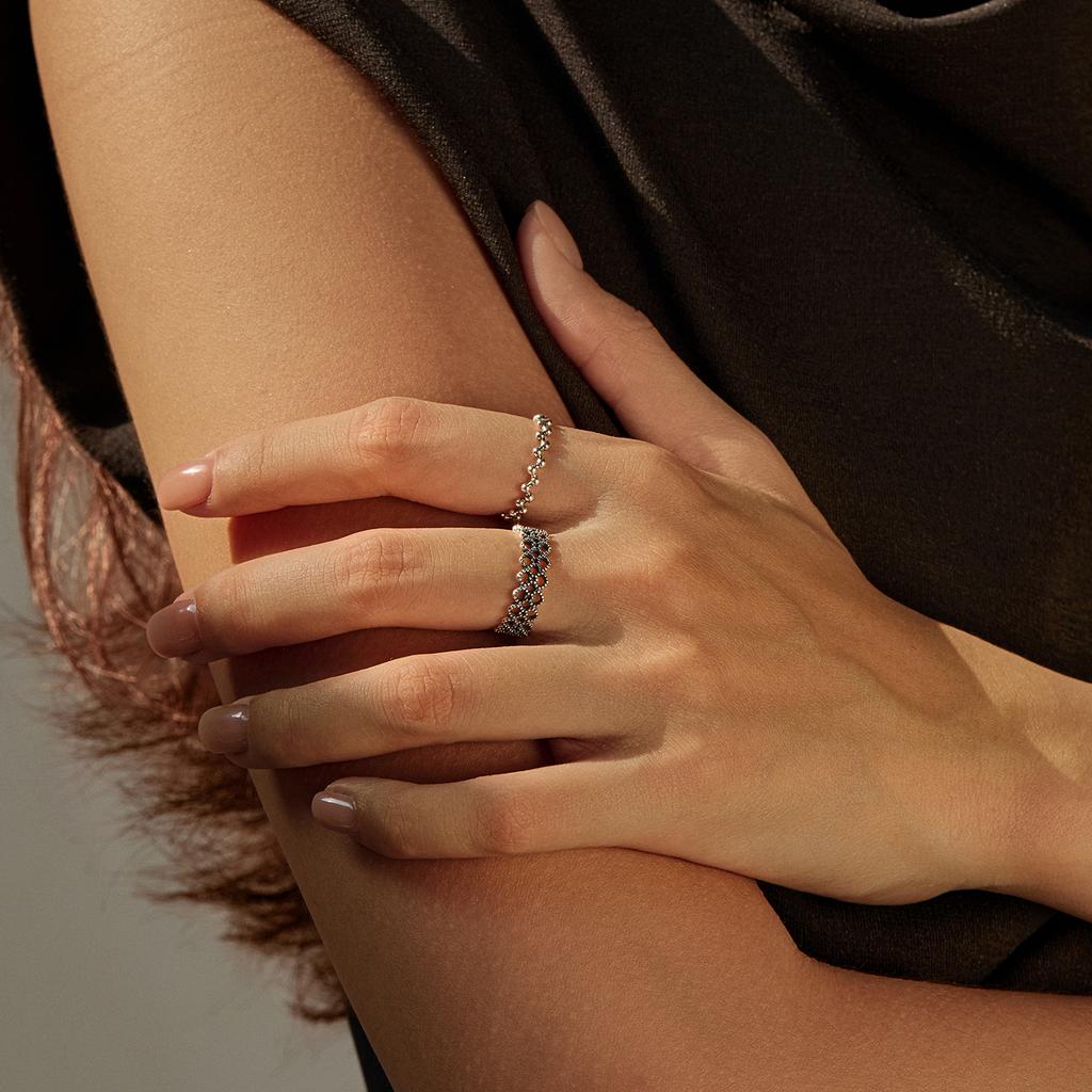 Anillos de Plata de Ley 925 con Cuentas Irregulares Vintage para Apilar Diariamente Anillos de Dedo Para Mujeres Joyería Fina Regalos