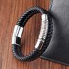 Luxury Vintage Handmade Leather Braid Men Bracelet Stainless Steel Buckle Business Men's Bangles For Friend Partner Lovers Gift