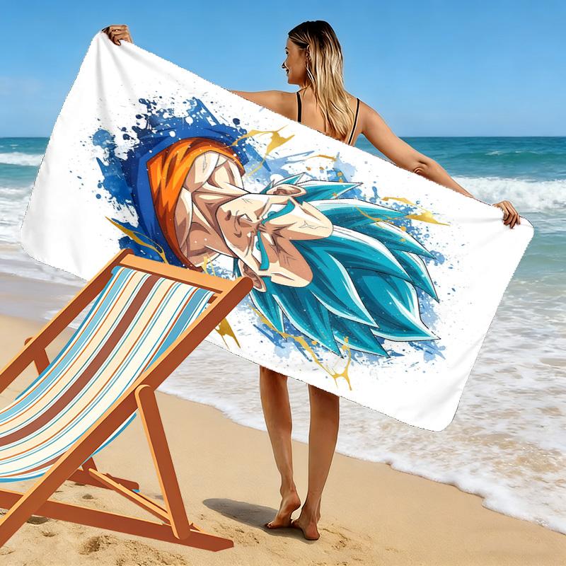 Son Goku Print Beach Towel, Large Soft Quick Dry Towel for Beach Camping Swimming