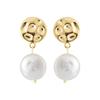 Luxenter White Pearl Earrings Finished and 18k Gold Plated - Durdana
