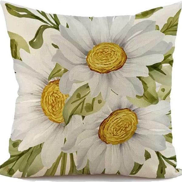 Year Daisy Flower Linen Pillow Case Home Decor Hydrangea Sofa Pillow Cushion