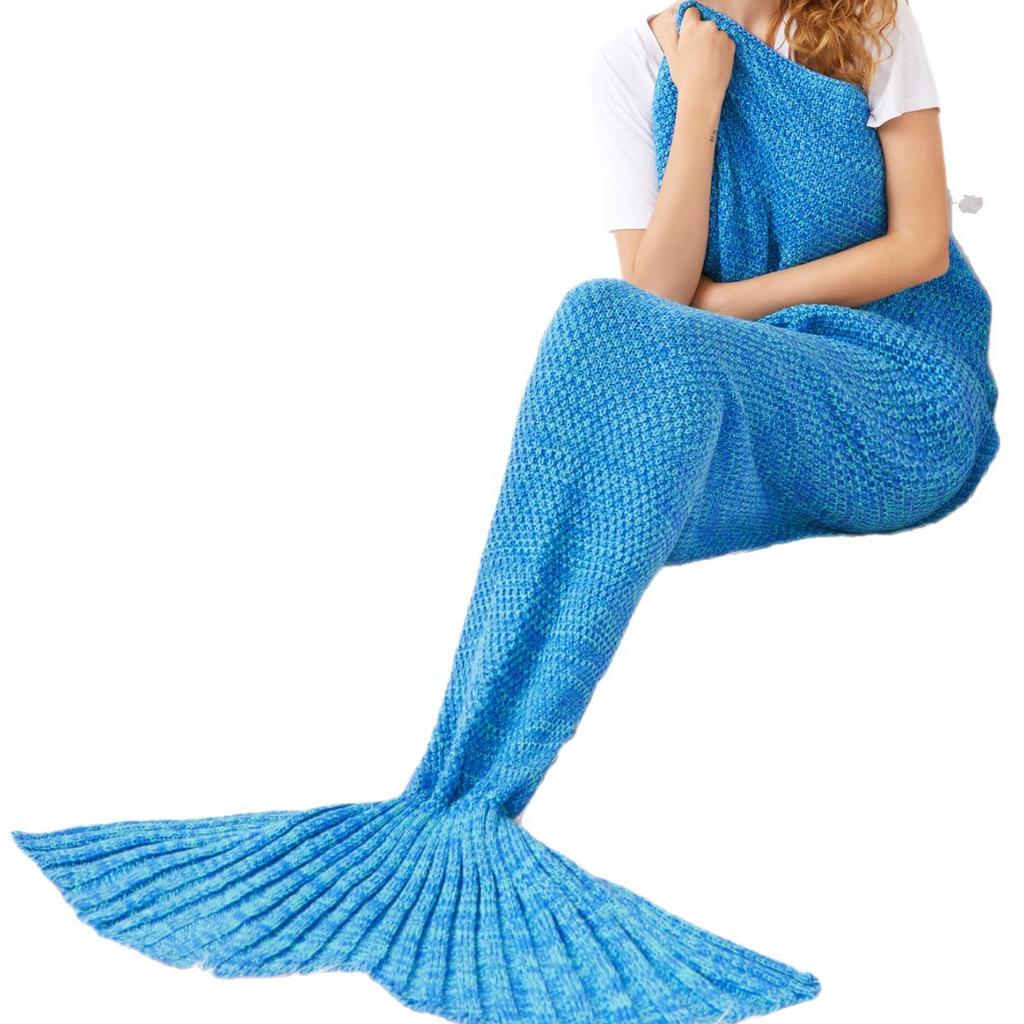 Mermaid Blanket, Wool Knitted Fish Tail Blanket, Air Conditioning Blanket, Birthday Gift, Parent-child Mermaid Blanket