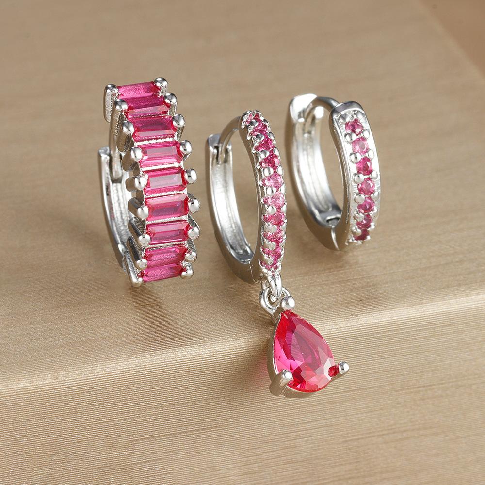 

3 шт./комплект Модные Золоченые Серьги-Кольца из Нержавеющей Стали Для Женщин С Подвеской из Циркона Пирсинг Уха Серьги Вечерние Свадебные Украшения