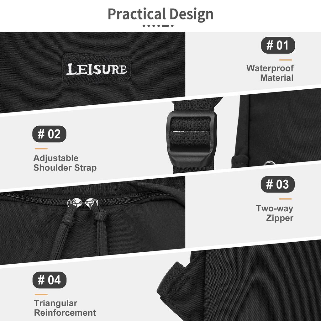 University Laptop Backpack Leisure School Backpack High School College Backpack, Black Commuter Nylon Backpack for Women Men