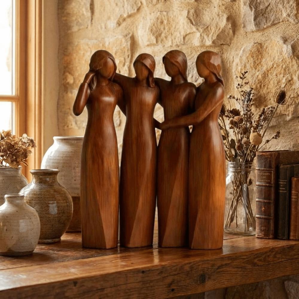 Resin Sisters Figurine Realistic Desktop Decorations Perfect Harmony Friendship Sculpture Office