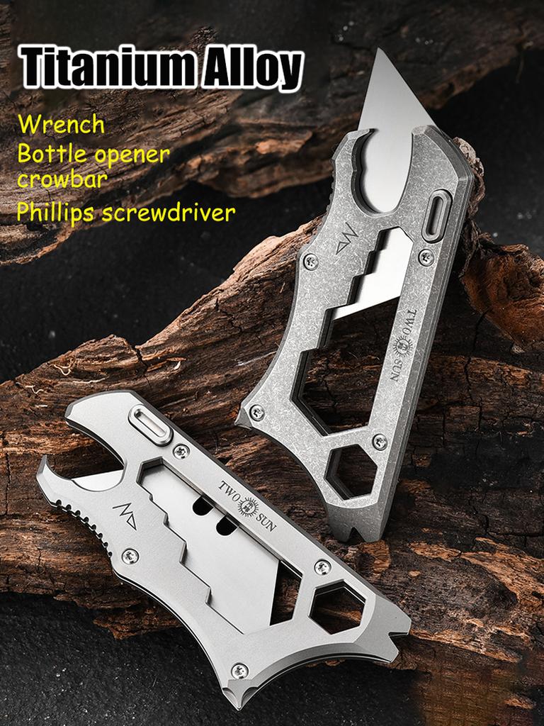 9in1 Multifunction Titanium Alloy SK5 Knife Crowbar Screwdriver Bottle Opener Outdoor Camping Riding Wrench EDC Window Breaker