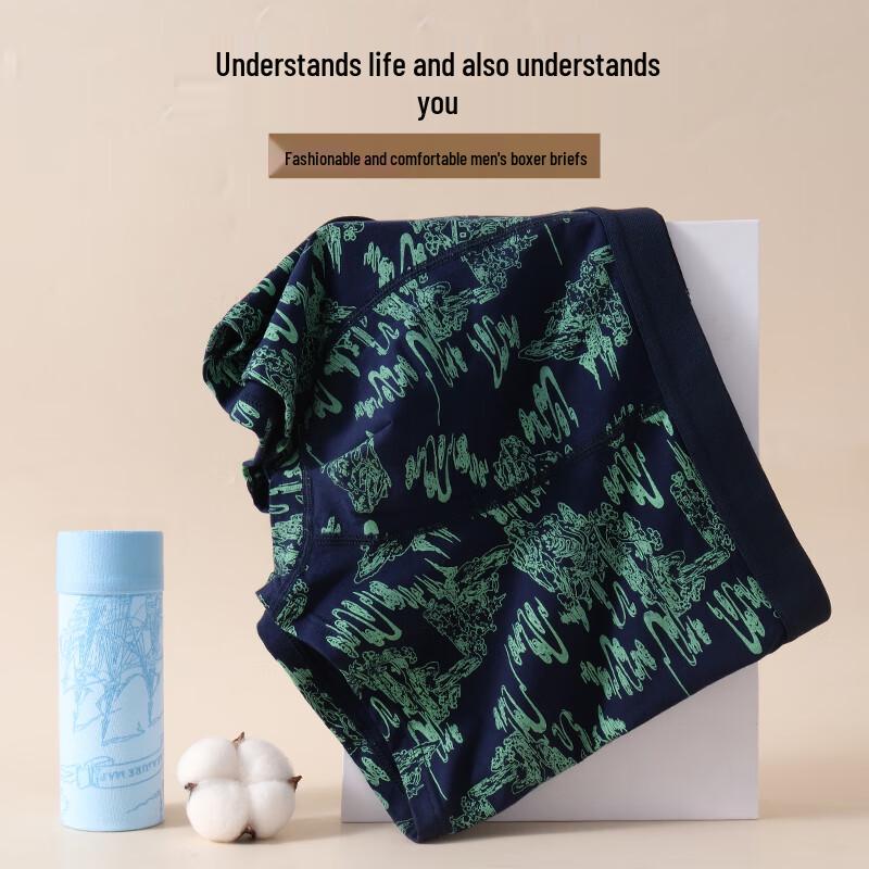 FitonTon Men's Premium Cotton Anti-Bacterial Boxer Briefs 4-Pack