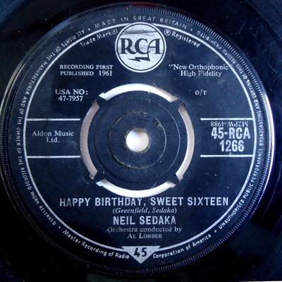 7inch Record NEIL SEDAKA  Happy Birthday Sweet Sixteen 45RCA1266 RCA 1961 UK Rock Used
