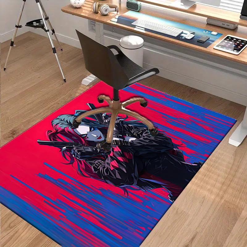 1pc Office Carpet Chair Mats Harley Quinn: Colorful Chaos Perfect for Decorating Office Chairs, Living Rooms, Or Bedrooms,Polyester Carpet