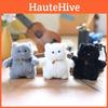 Charming White Black Grey Cat Plush Keychain Soft And Cuddly For Bags