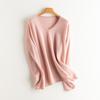 Women's V-Neck Cashmere Pullover Sweater - Loose Fit, Long Sleeve, Versatile for Autumn & Winter.