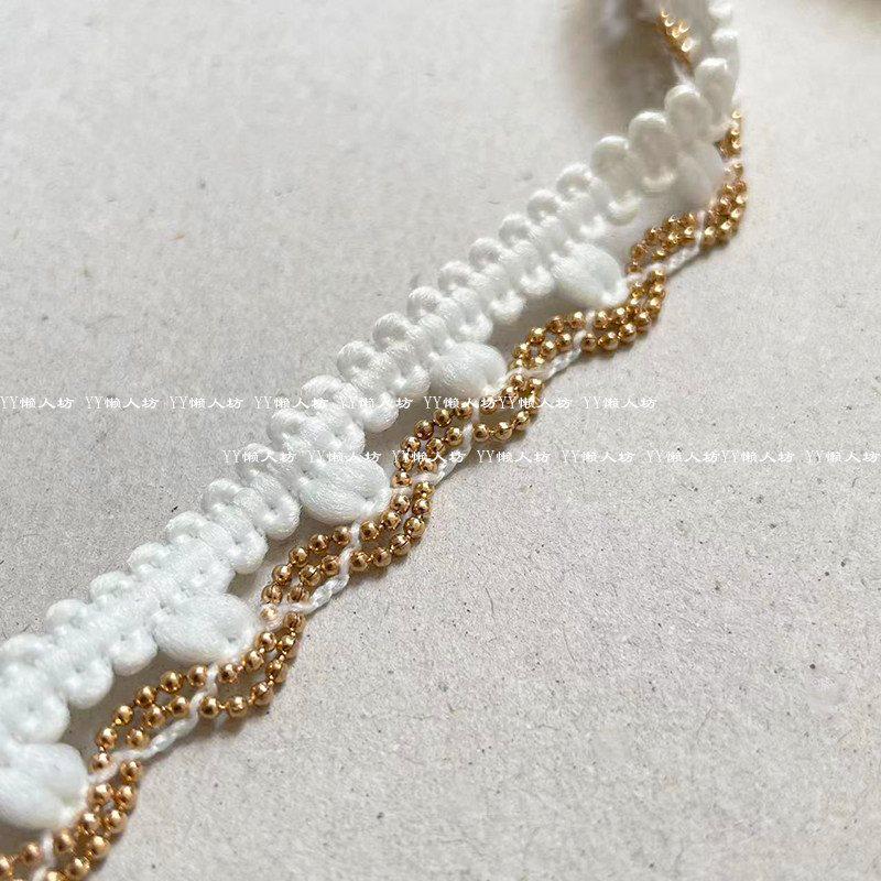 Bordure en Dentelle à Maillons Métalliques Noir et Or/Argent - 1 Mètre, Unilatérale, Fond Noir