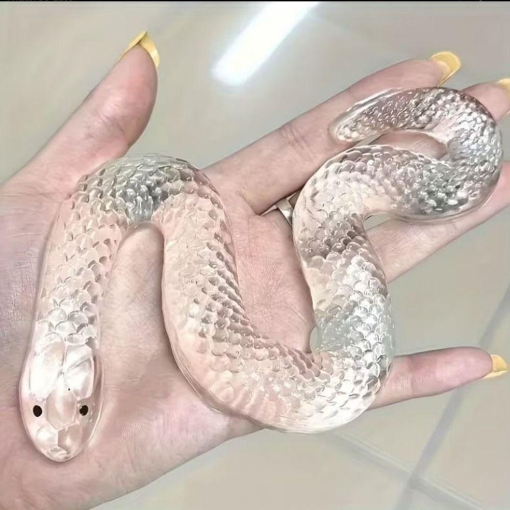 Simulation Snake Squeezing Toy Transparent Snake Squeeze Toy Snake-Shaped Ornament Halloween Decor