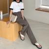 High Waist Women Suit Pants Fall Straight Office Ladies Korean Fashion Trousers Casual Button Loose Female Black Pants