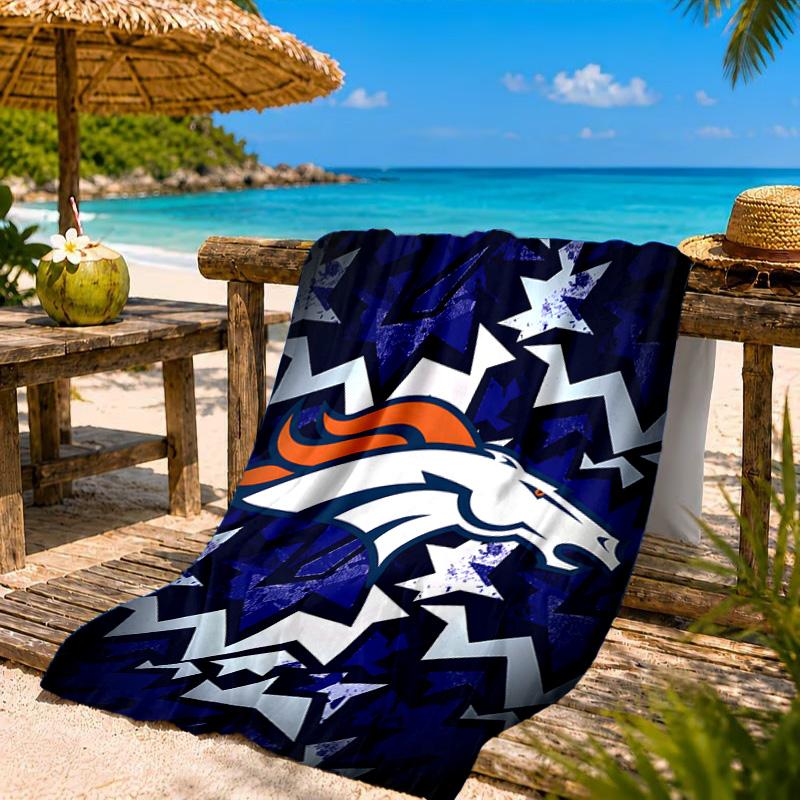 Telo Mare Logo Denver Broncos, Asciugatura Rapida, Facile da Curare, Adatto Sia per il Fitness che per le Vacanze al Mare, Essenziale Sportivo