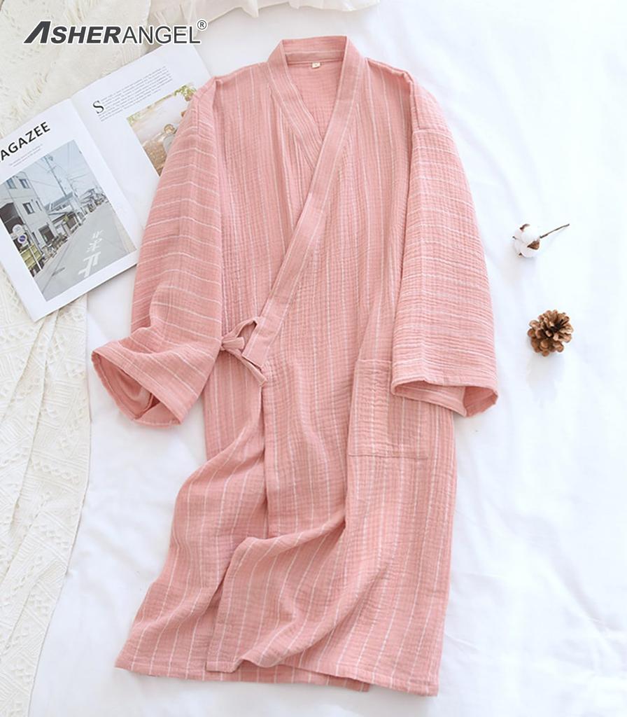 Japanese Style Double After Gentle On the Hot Nursing [ASHE RANGEEL] Pajamas, Yukata, Nightwear, Ladies' Loungewear, Jinbei, Gauze, 3/4 Sleeves,