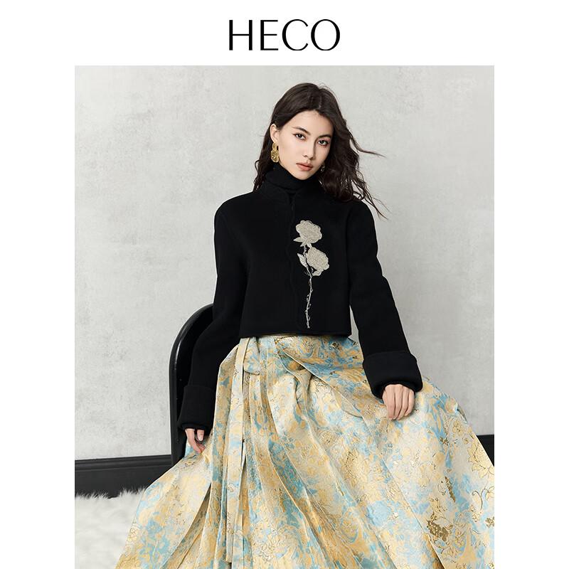 

HECO Пальто из 100% шерсти ягненка двустороннее шерстяное пальто в новом китайском стиле с бисером L