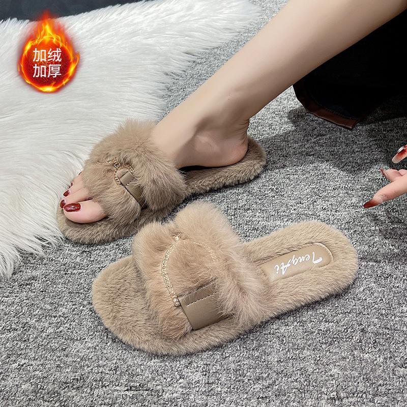Mao Mao slippers women wear ins tide 2025 autumn and winter new Internet celebrity fashion fairy home flat cotton slippers