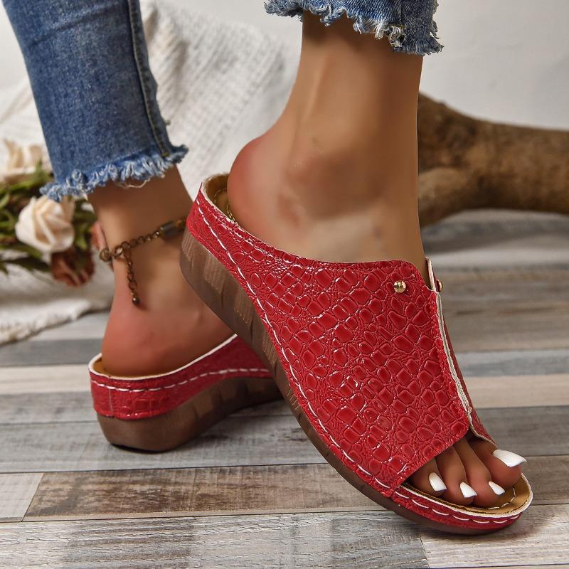 New Large Size Slippers Thick Bottom Fish Mouth Sewing Line Women's Slippers Crocodile Pattern Women's Slippers