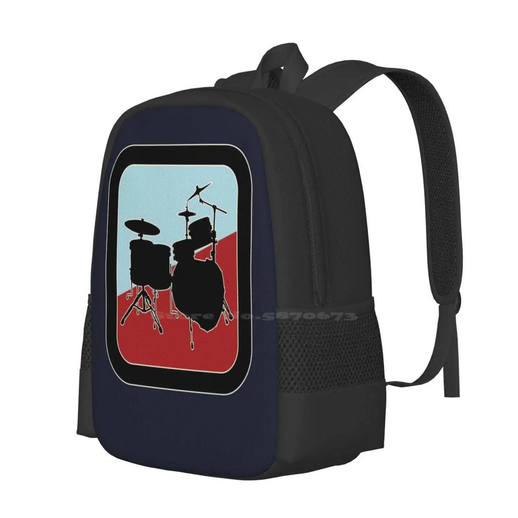 Drums Sign Fashion Pattern Design Travel Laptop School Backpack Bag Drums Percussion Drummer Musician Snare Vintage Sound Cool