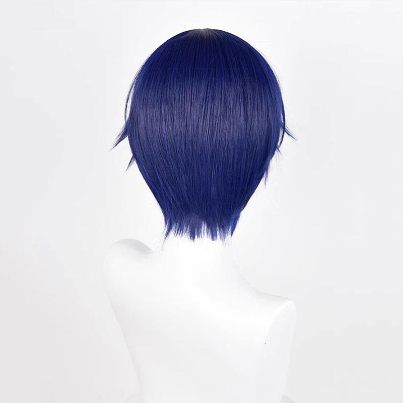 Tsukiyomi Ikuto Cosplay Wig High Quality Anime Dark Blue Short Heat Resistant Synthetic Hair Halloween Party Wigs + Wig Cap