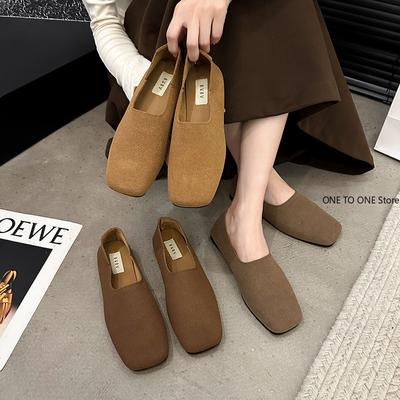 Chaussures Femme 2024 Baskets Décontractées Femme Bout Carré Bouche Peu Profonde Modis Mocassins Plats Slip-on Automne Nouvelles Hiver Rétro Mignon Slip