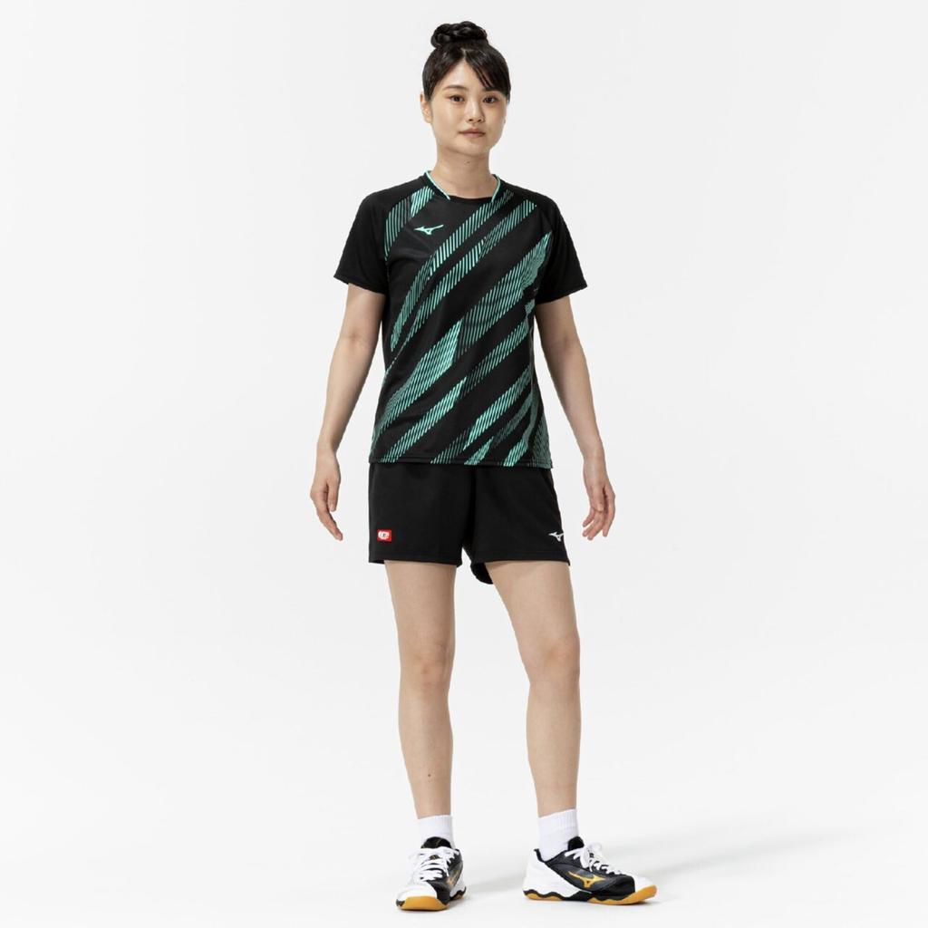 Table Tennis Game Short JTTA Size 2XL Shirt, Sleeve, Certified, Moisture-Wicking, Quick-Drying, Women's, 82JAC214, Black/Blue,