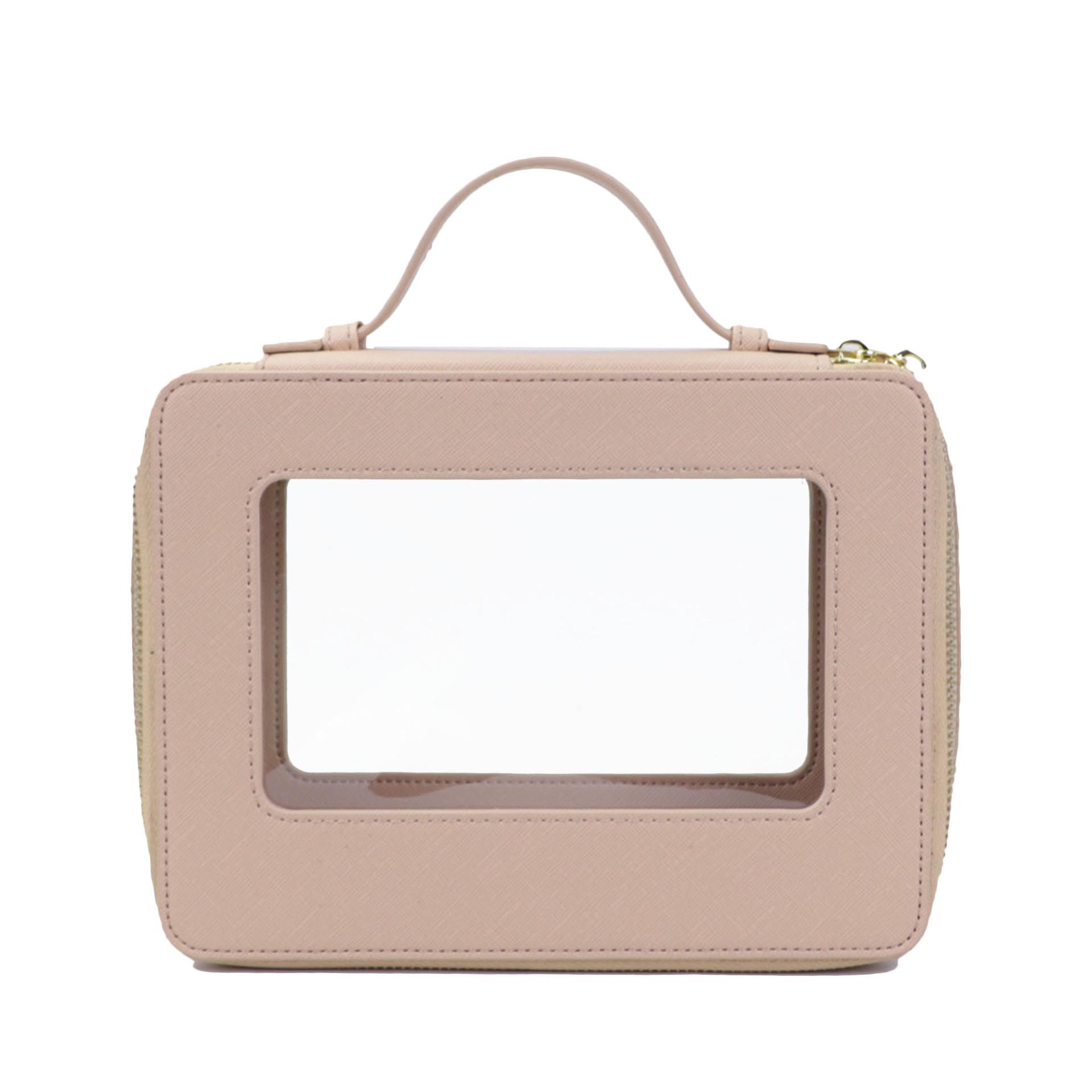 

Новая модная большая вместительная водонепроницаемая кожаная косметичка для женщин 21.5*7*17.5 cm телесный