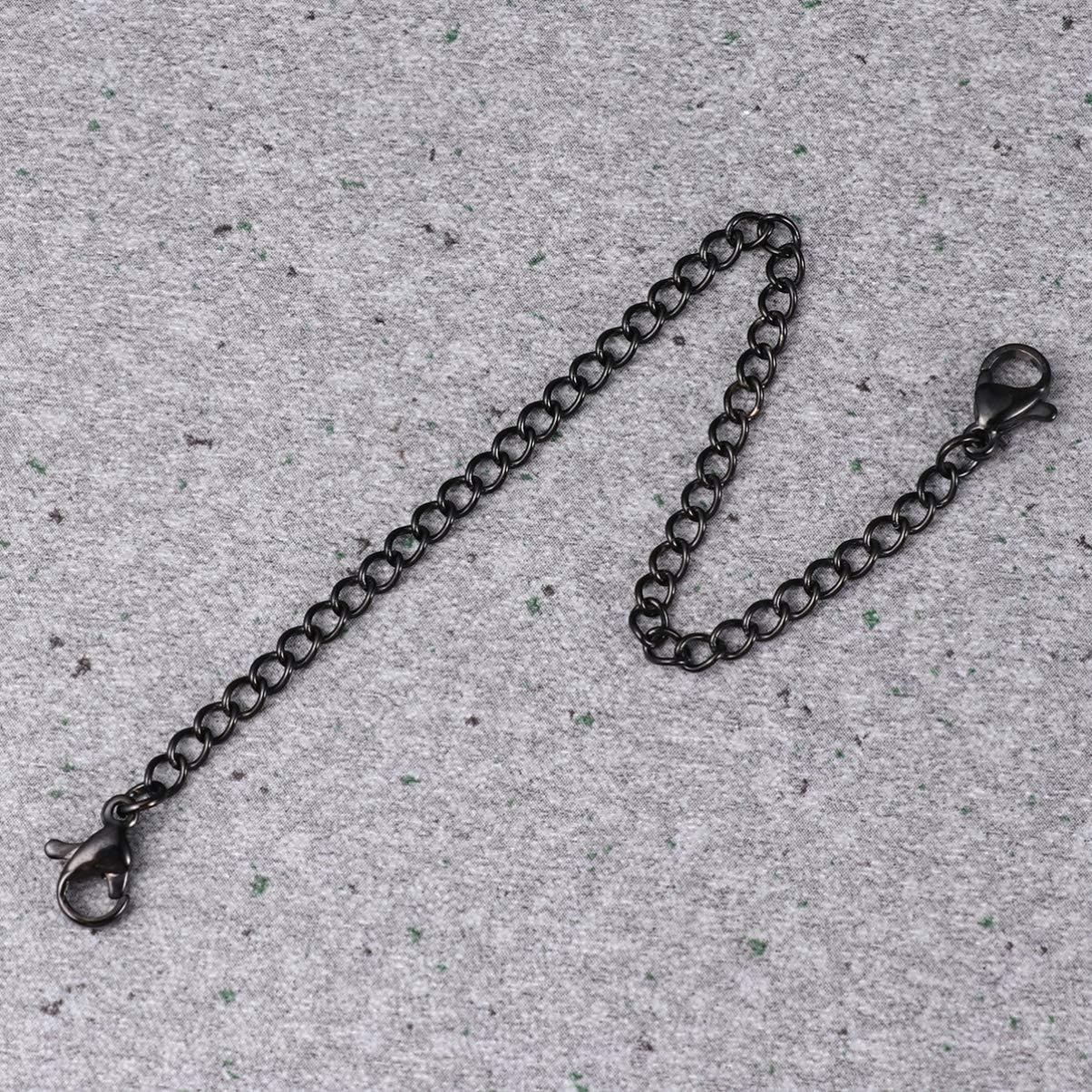 

6pcs Stainless Steel Lobster Clasp Extender Chain Black Necklace Extension Multiple for DIY Jewelry Making and Bracelet Extensions