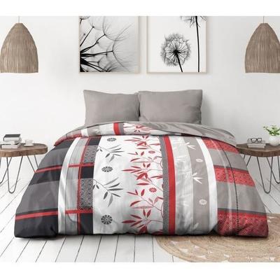 Parure de lit microfibre - HOME LINGE PASSION - SHIZUOKA - Housse 220 x 240 cm + 2 taies d'oreiller 63 x 63 cm - Bleu
