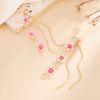 Salircon Sweet Exquisite Pink White Flower Tassel Drop Earrings Women's 2026 New Trendy Wedding Party Accessories Jewelry Gift