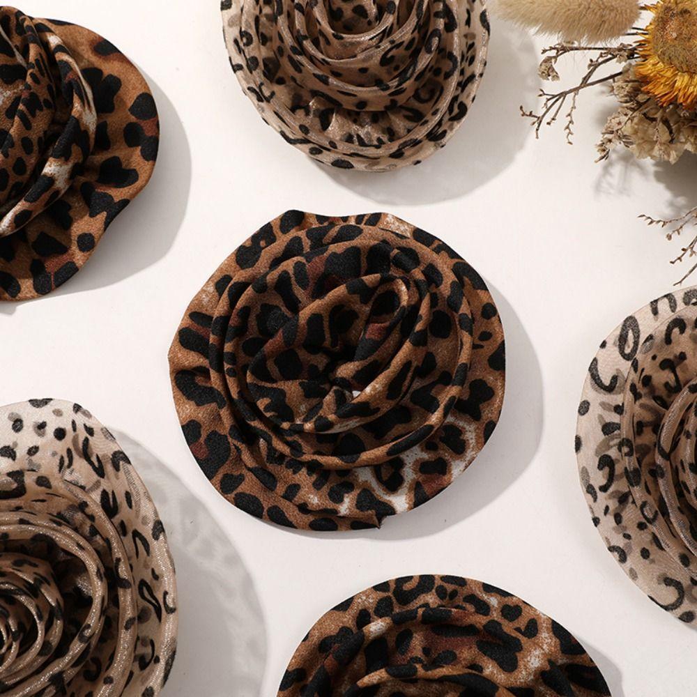 

6PCS 3D Cloth Patch Artificial Rose Cloth Applique Leopard Print Flower Patches Dress Decoration Style A