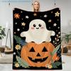1pc Cartoon Pumpkin Print Blanket, Halloween Theme, Multiple Sizes Available, Autumn Thanksgiving Christmas Nap Blanket, Suitable for Living Room, Bed