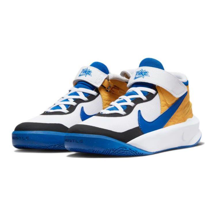 Nike Team Hustle D10 FlyEase GS White Game Royal Kids Sneakers DZ2760-141