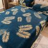 Lightweight Soft Flannel Blanket with Leaf Print Warm Plush Bedspread Milk Velvet Throw Blankets for Sofa Bed Home Bedding Cover