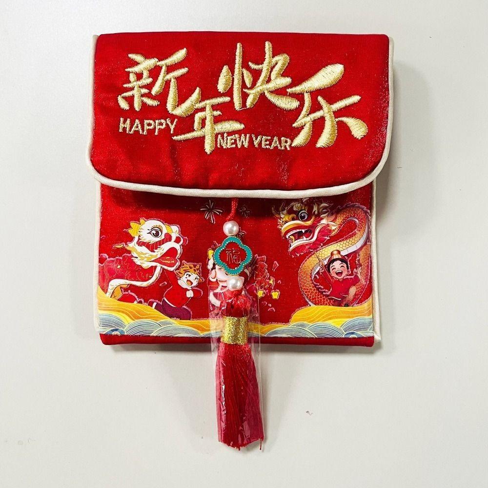 Traditional Spring Festival Red Wallet Hongbao Blessing Horse Year Red Pocket Brocade Embroidered Spring Festival Supplies