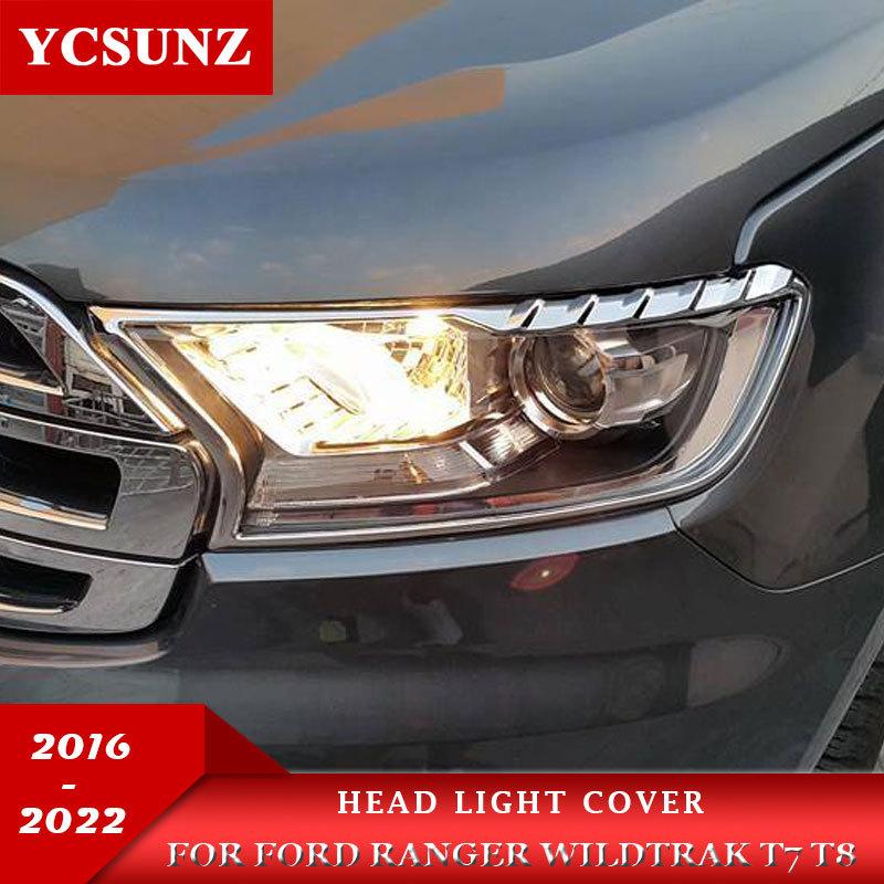 ABS Headlight Cover For Ford Ranger Wildtrak T7 T8 2016 2017 2018 2019 2020 2021 2022 Accessories Head Lamp Hood YCSUNZ