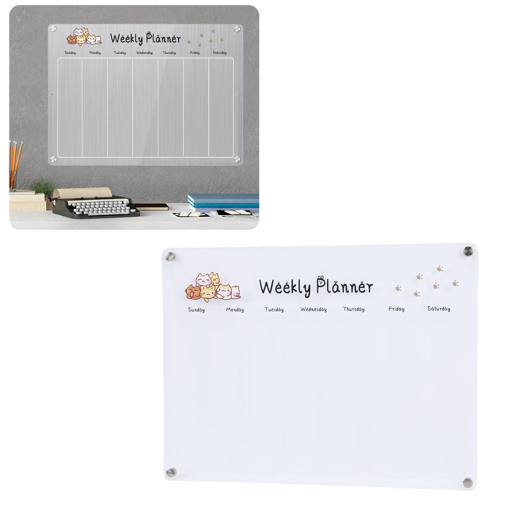 Acrylic Weekly Planner Magnetic Erasable Transparent Weekly Planning Board for Refrigerator