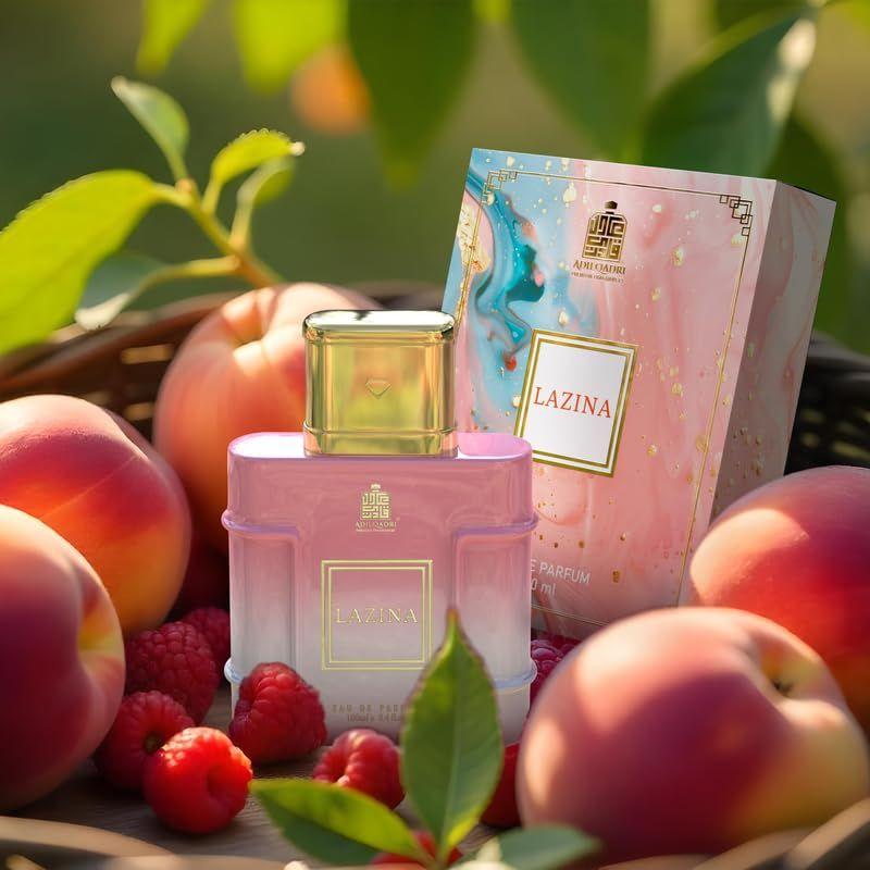 Adilqadri Lazina Parfém pro muže a ženy | Dlouhotrvající Eau De Parfum pro muže a ženy | Ovocná, květinová a dřevitá vůně s tóny jantaru a pižma