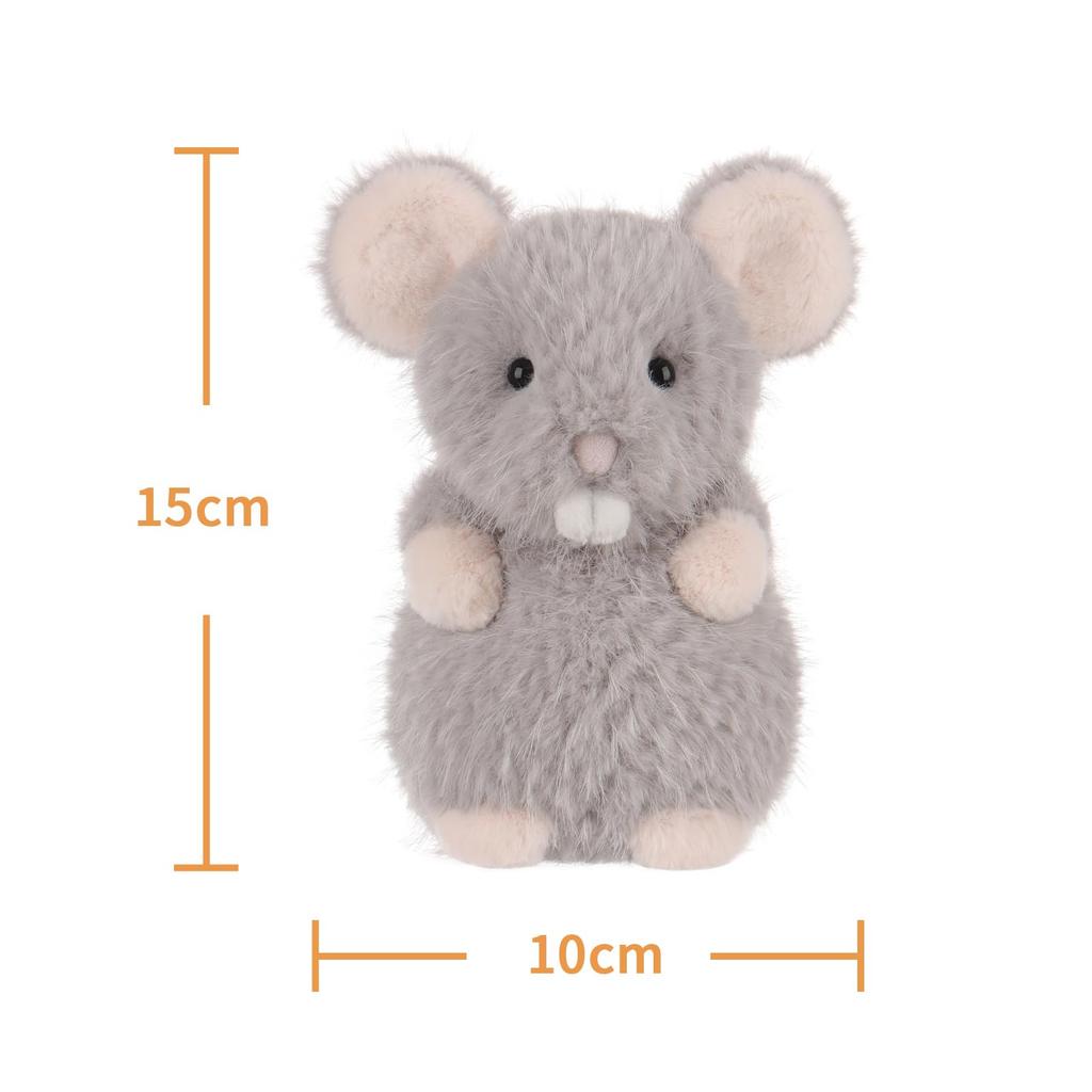 Apricot Lamb Grey Rat Plush Toy for Kids, Soft and Cute, Fluffy Grey Rat for Girls and Boys, 15cm