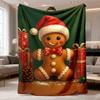 Adorable Gingerbread Flannel Blanket | UltraSoft & Cozy, Perfect for Winter Warmth, for Family Gatherings, and Holiday Gifts, Polyester, Digital Print