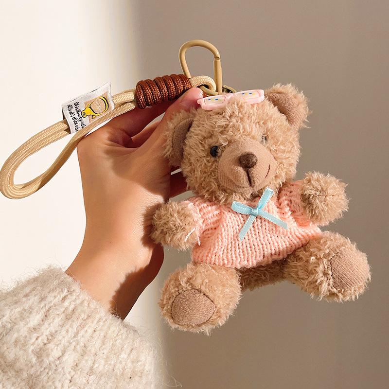 Cool Plush Bear Keychain Cute Cartoon Doll Pendant Couple Bag Ornament Creative Gift