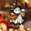 Halloween Ghost Stained Glass Ghost Decor 2D Cute Spooky Pendant Sun Catcher For Window Decor Indoor Outdoor Holiday Crafts