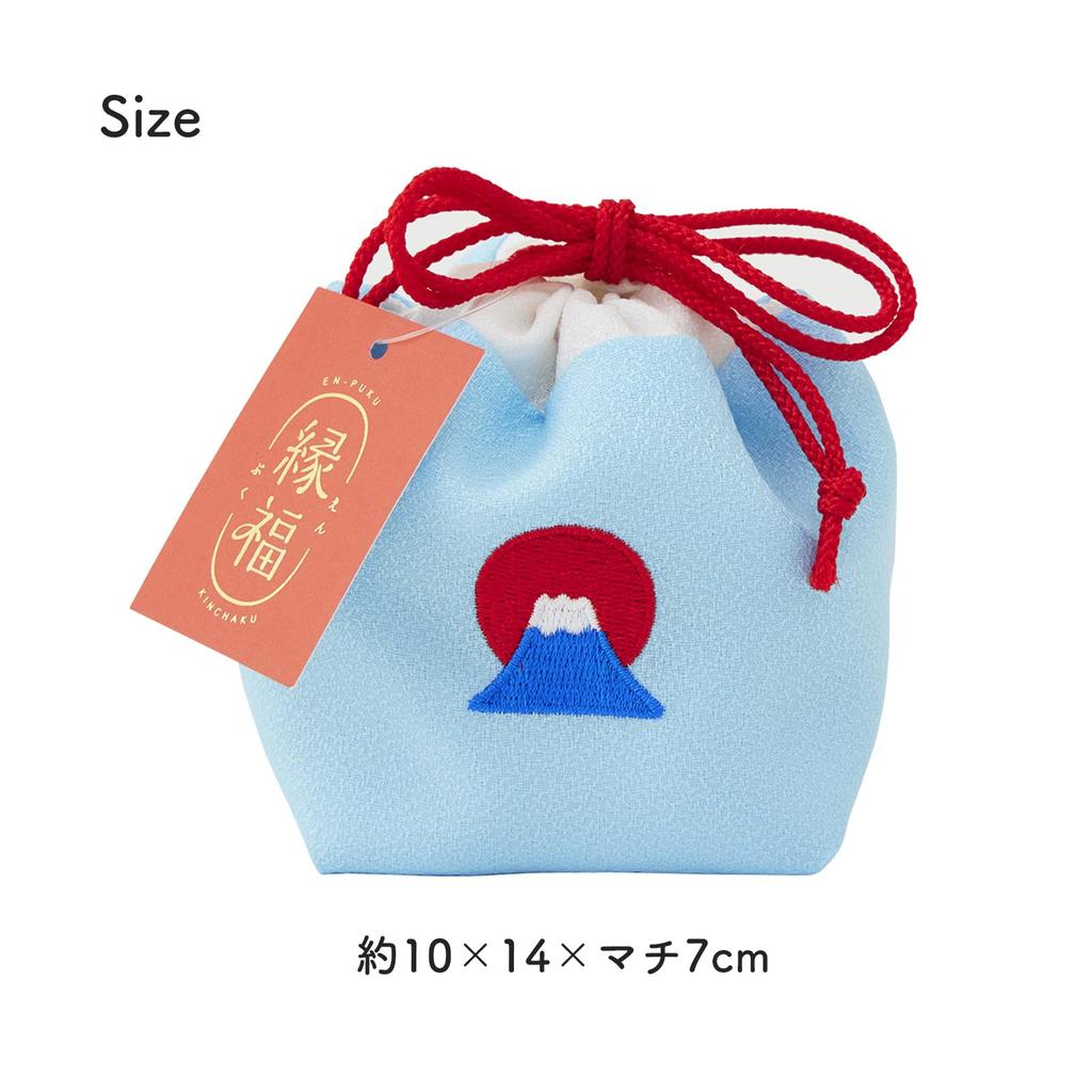 JIKAN STYLE Enfuku Drawstring Made in with a Lucky Perfect for Small or 9cm x 9cm x 61338 Bag, Japan, Japanese-style Design, Items, Makeup, Gifts,